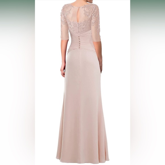 Jaeden Chiffon & Lace Formal Dress with 3/4 Sleeves in Dark Turquoise - size 14 - Picture 2 of 12